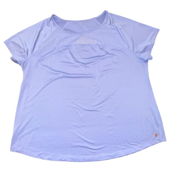 LANE BRYANT LIVI ACTIVE Wicking Mesh Inset Active Tee  - 18/20 Pale Iris - Picture 7 of 12